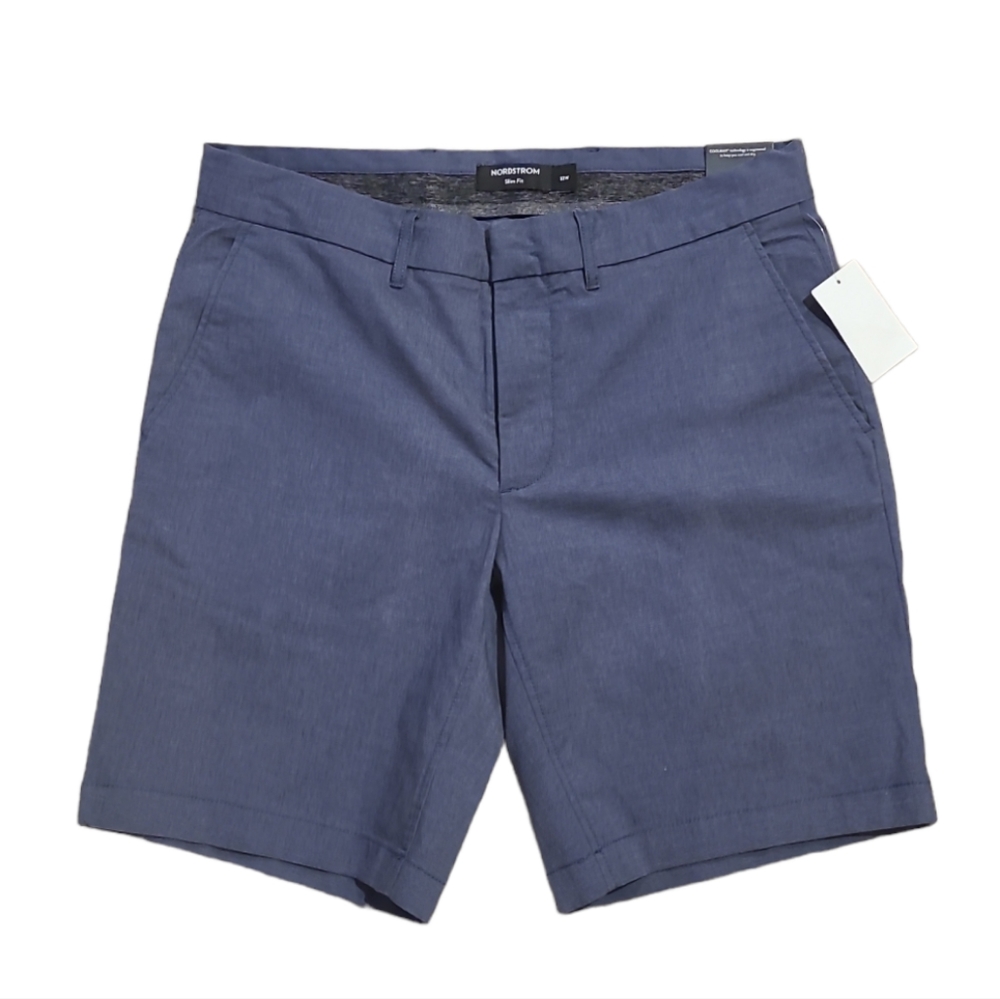 NWT Nordstrom Men's Slim Fit blue Tech-Smart Coolmax shorts Size 32W